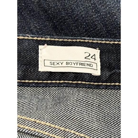 Gap 1969 Sexy Boyfriend Jeans Size 24 Dark Wash Distressed Denim - Picture 3 of 12